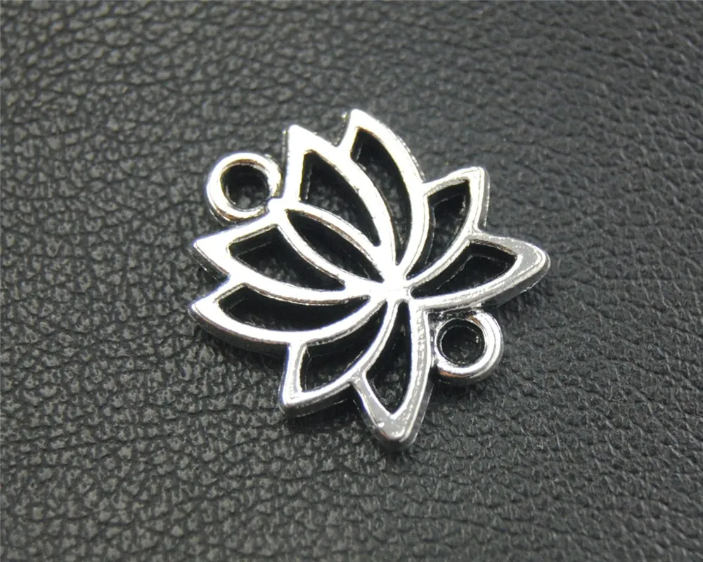 40 шт. Серебряный соединитель Подвески лотоса колье браслет фурнитура для