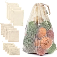 cotton mesh vegetable bags produce bag reusable cotton mesh vegetable storage bag kitchen fruit vegetable with drawstring