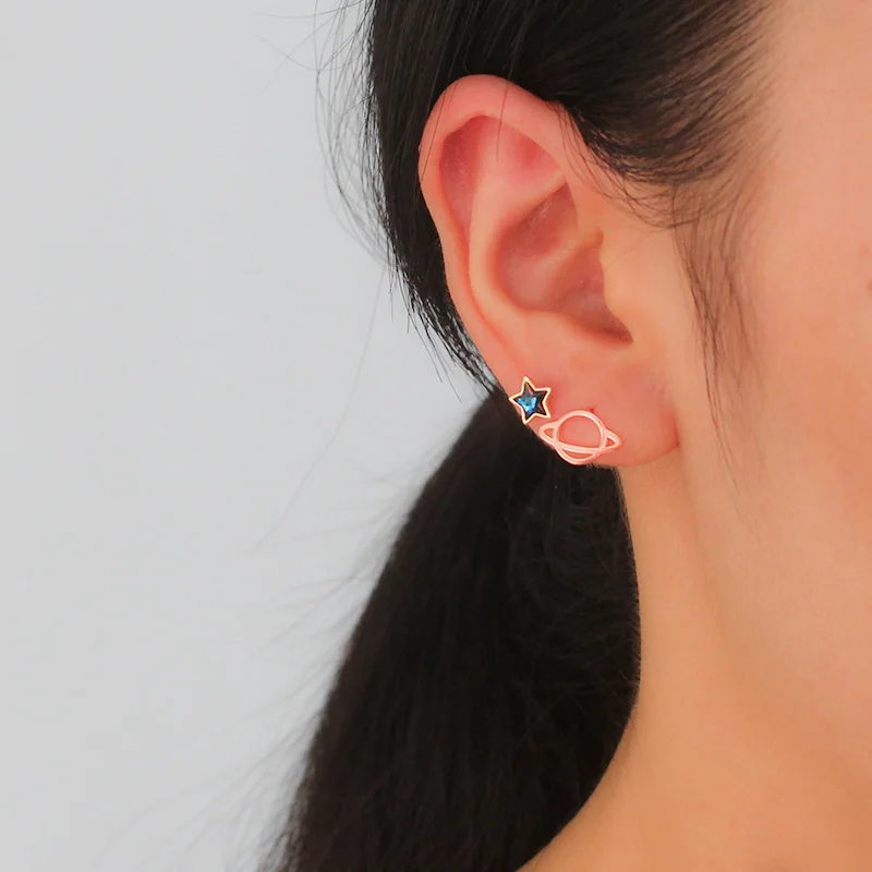 Trustdavis 100% 925 пробы серебряные милые маленькие асимметричные серьги гвоздики в