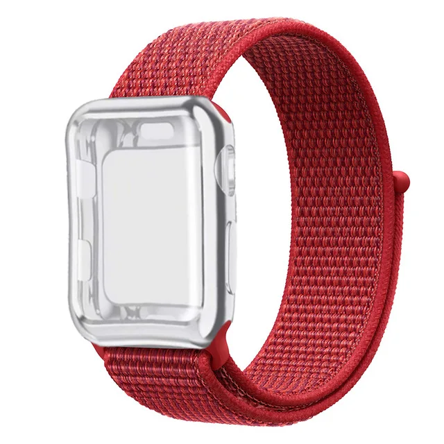 China red Нейлоновый ремешок для наручных часов Apple Watch серии 3/2/1 38 мм 42 мм из мягкой дышащей ткани, сменный спортивный браслет для наручных часов iWatch серии 4 40 мм 44 мм - Цвет ремешка: China red