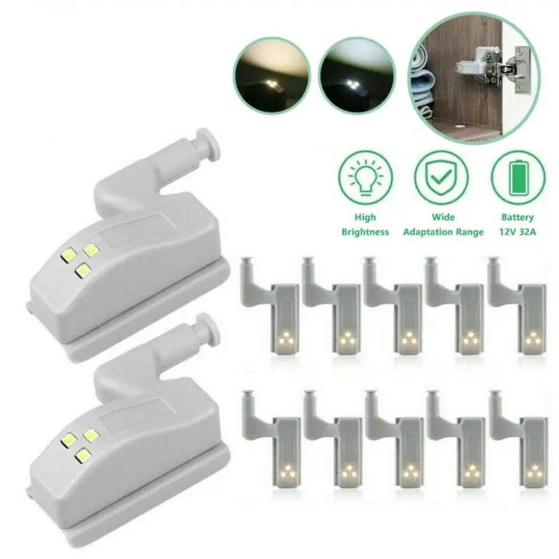 

5/10pcs LED Cabinet Hinge Night Light Sensor Light Night Lamp For Kitchen Living Room Bedroom Wardrobe Closet Cupboard Door Lamp