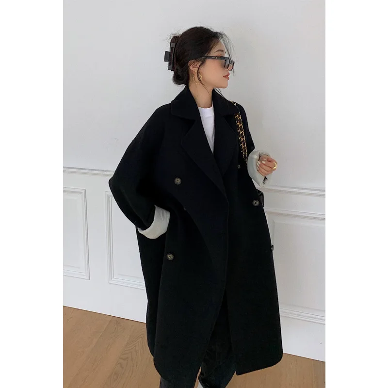 

Commuter Style Women's Woolen Coat Women's Long Section 2020 Autumn And Winter New Woolen Coat Milk Tea Color Warm Coat