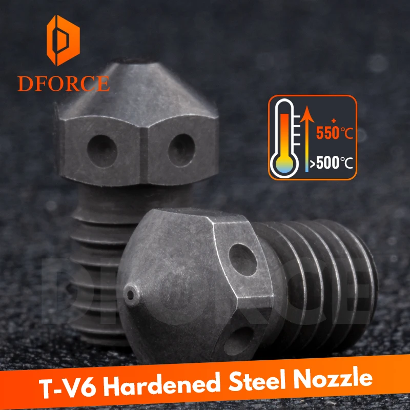 DFORCE закаленная сталь T V6 сопла высокой температуры 3D принтер PEI PEEK углеродное