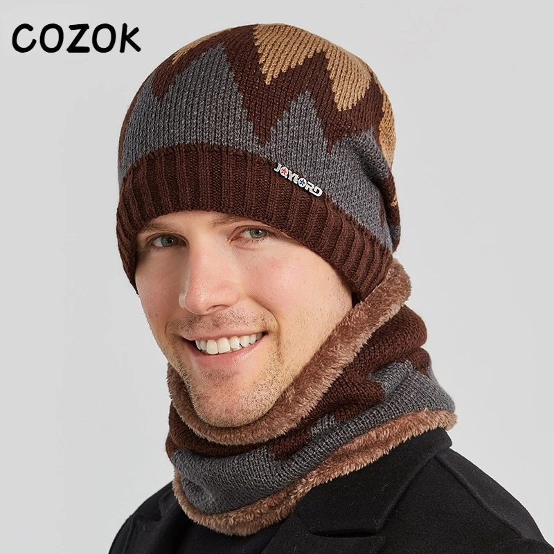 

Зимняя облегающая шапка, стандартная теплая трикотажная зимняя шапка и шарф с толстой флисовой подкладкой для мужчин, женщин и мужчин
