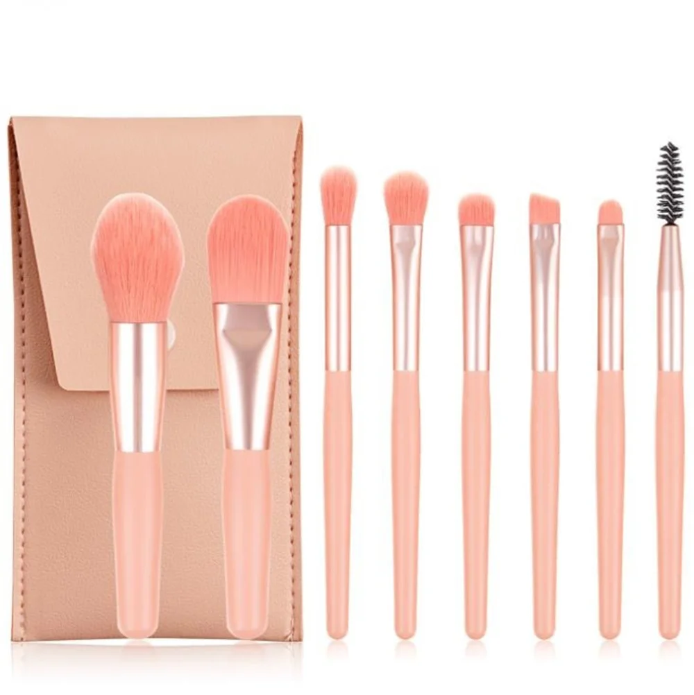 

8 Pcs Makeup Brushes Set Mini Travel Portable Soft Eye Shadow Foundation Powder Eyelash Lip Concealer Blush Make Up Bag Brush
