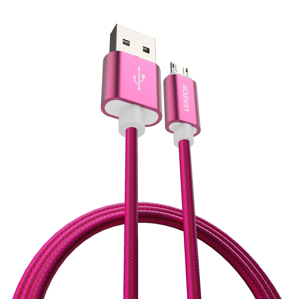 Rose Red Быстрая зарядка USB кабели микро-USB кабель Android мобильного телефона синхронизации данных Зарядное устройство кабель для Samsung A7 S7 для Xiaomi 1 м/2 м/3 м шнур - Цвет: Rose Red