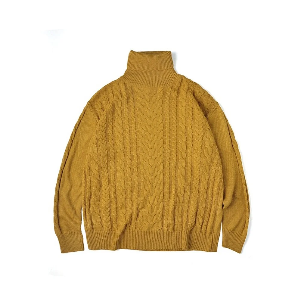 Свитер Мужской трикотажный белый с высоким воротником и длинным рукавом в