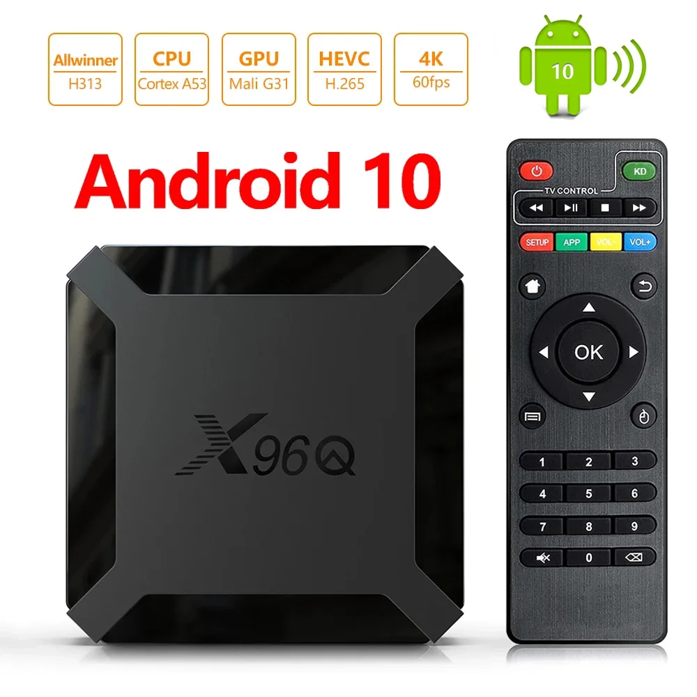 

X96Q 4K Smart TV Box Android 10 HDMI-compatible 2.4G Wifi Allwinner H313 Quad Core Set Top Box HD A53 16Gb Media Player