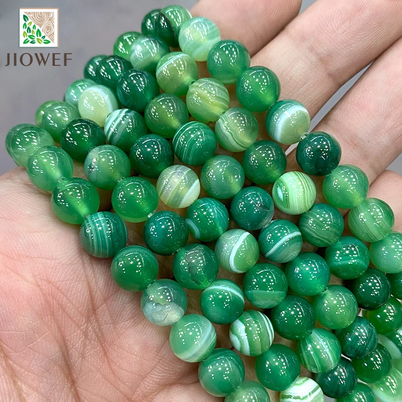

Smooth Natural Green Stripes Agates Round Beads for Jewelry Making Diy Charms Bracelet Accessories 15" Strand 4 6 8 10 12 14MM