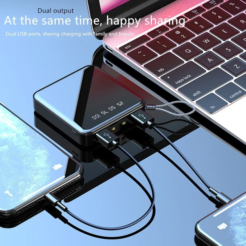 20000 мАч Мини Внешний аккумулятор внешний 2 USB Портативное двойное светодиодное