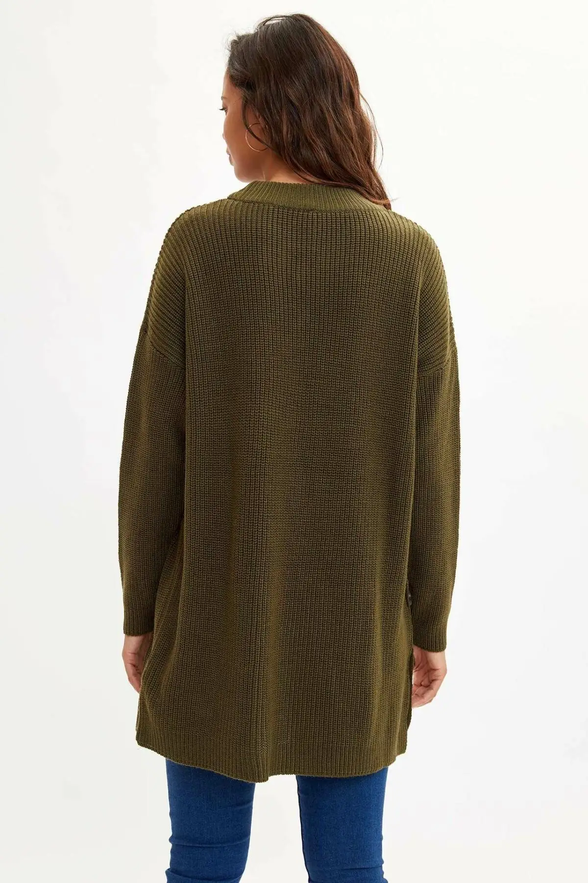 DeFacto Женская туника пуловеры модная армейский зеленый длинный рукав Женские