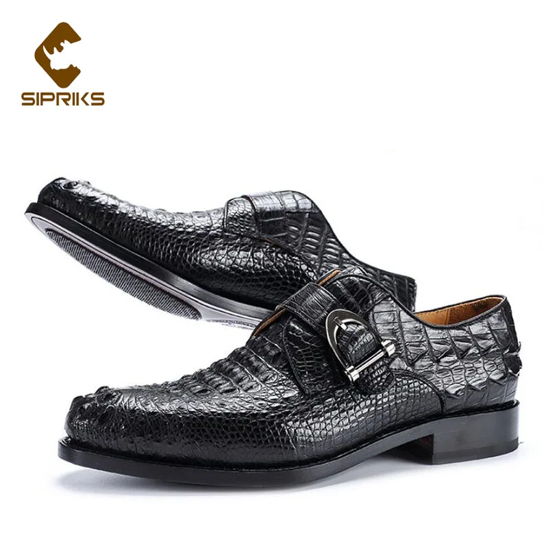 Sipriks импортные коричневые крокодиловые кожаные туфли мужские роскошные строгие
