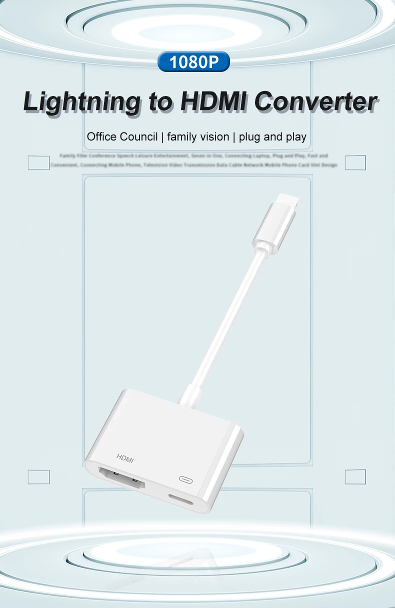 Новый переходник HDMI для iPhone iPad Apple Telefone Motel Para TV com o Mesmo Cabo de tel