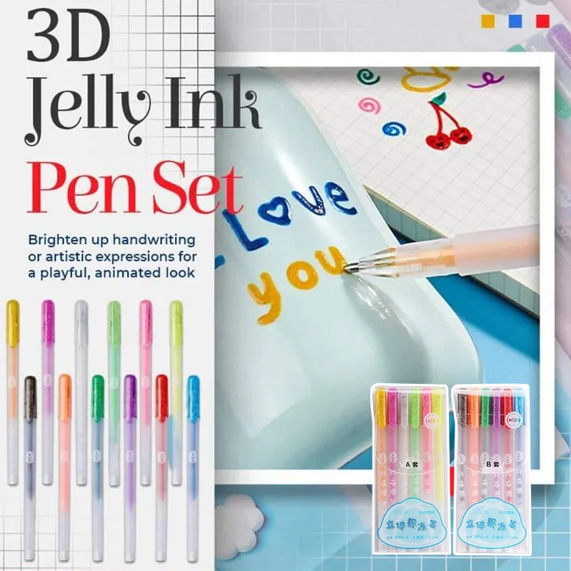 

Глянцевая 3d-ручка с желеобразными чернилами, 6/12 шт., водонепроницаемая, устойчивая к выцветанию, для самостоятельного изготовления альбомо...