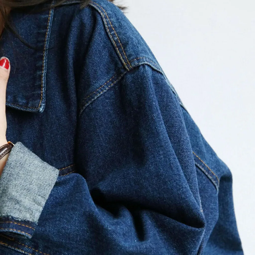 Women Denim Jacket Faded Ripped Fitted Vintage Boyfriend Oversized Casual Autumn Winter Womens Gril Coat A40# | Женская одежда