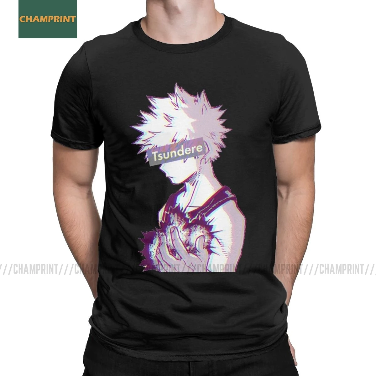 Мужская футболка с коротким рукавом Tsundere Bakugo Boku No Hero Academia хлопковая Футболка