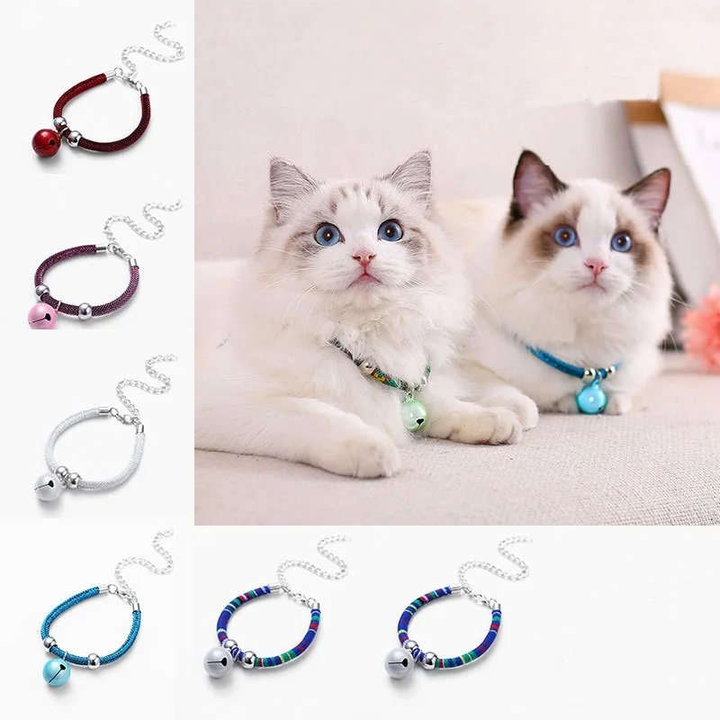 

Cat Collar With Bells Adjustable Buckle Collar Cat Pet Supplies Cat Accessories Collar for Puppy Kittens Necklace