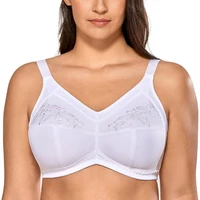 womens full coverage embroidered support wirefree mastectomy pocket cotton bra plus size