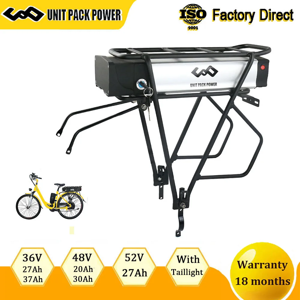 Задняя стойка для аккумулятора электровелосипеда 52 в 48 В 36 литиевый аккумулятор