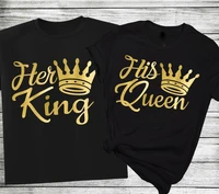 couple t shirt casual short sleeve tees tops tops summer couple her king and his queen printed clothes couple t shirt