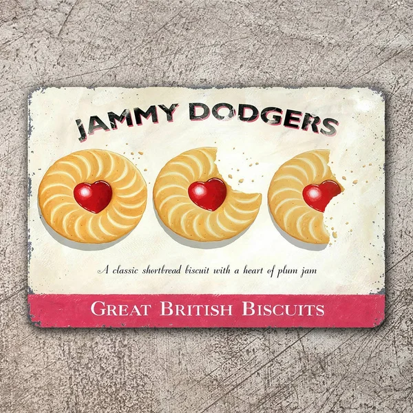

Jammy Dodgers, Retro Metal Sign/Plaque, Gift, Man Cave, Kitchen Tin Sign