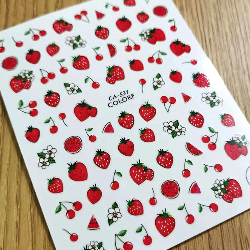 

Newest Strawberry Avocado Pineapple Design 3D Self Adhesive Decal Stamping DIY Decoration Tips Nail Stickers CA 530 531