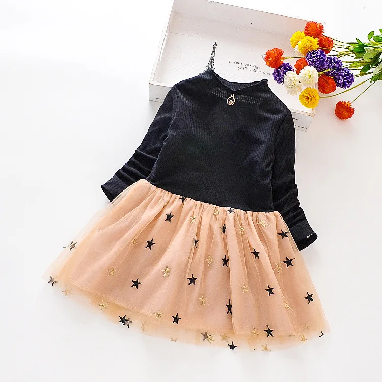 2019 New Baby Girls Long Sleeve Winter Dresses Children Clothing Sequins Stars Princess Costume Toddler Girl Dress 2 Year | Детская