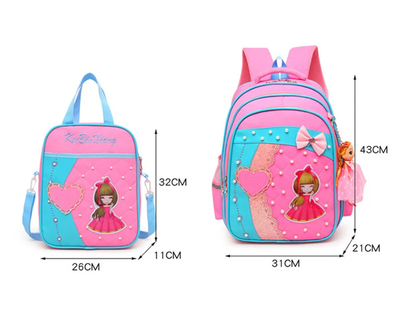 orthopedic Children School bags 2023 Cute Princess Bowknot 2pcs/sets Backpack Girl satchel bag waterproof schoolbag Mochila