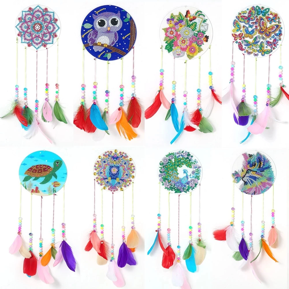 

5D DIY Diamond Painting Acrylic Wind Chime Pendant Sun Catchers Mosaic Kit Rhinestone Hanging Wall Ornaments Home Decor Gifts
