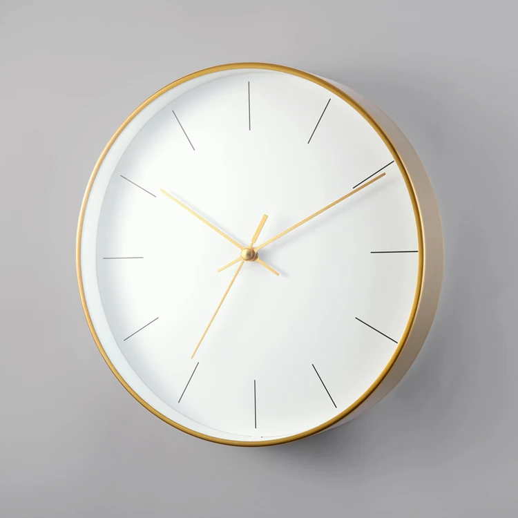 

Minimalist Nordic Wall Clock Gold Modern Simple Kitchen Metal Decorative Clock Luxury Living Room Silent Home Decoration AB50ZB