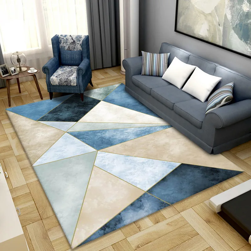 

Nordic Geometric Carpets for Living Room Home Decor Non Slip Small Area Rug Modern Bedroom Hallway Abstract Black White Mat