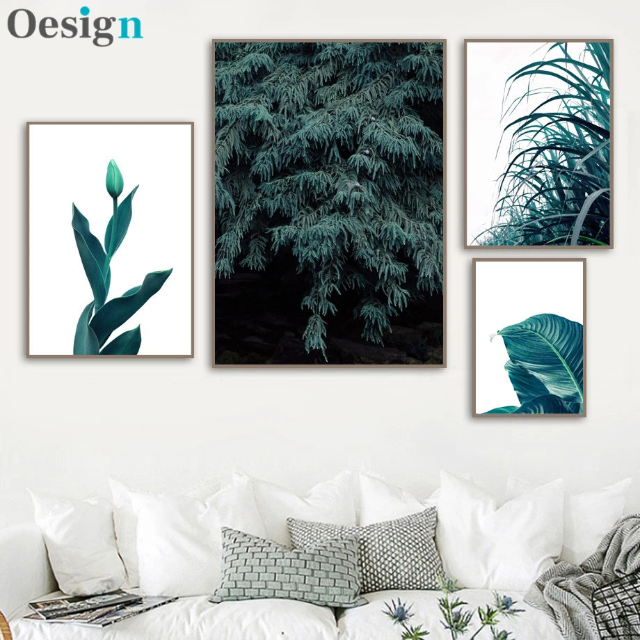 Зеленые листья кактус лес сладкий дом настенная живопись холст скандинавские