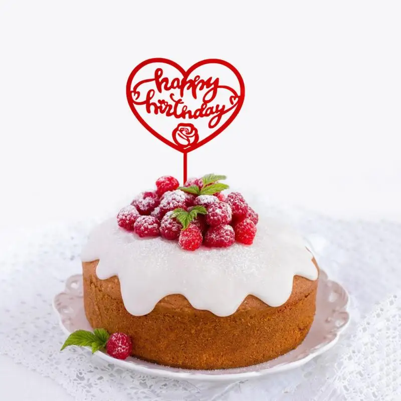 1 шт. Топпер для торта на день рождения топ флажки черного красного цветов любимой