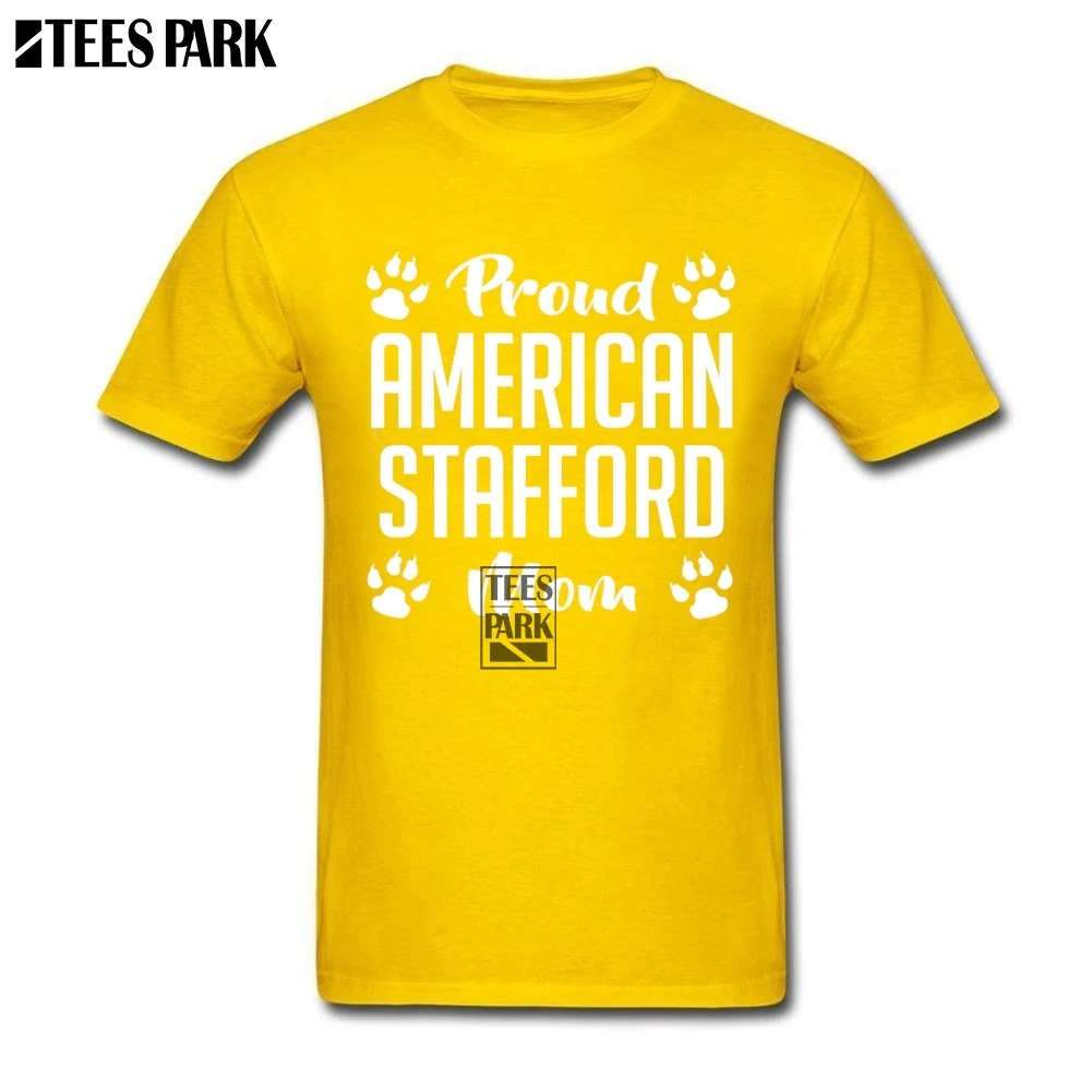 Простая футболка Prond Американский Стаффорд мама Распродажа Мужская с круглым