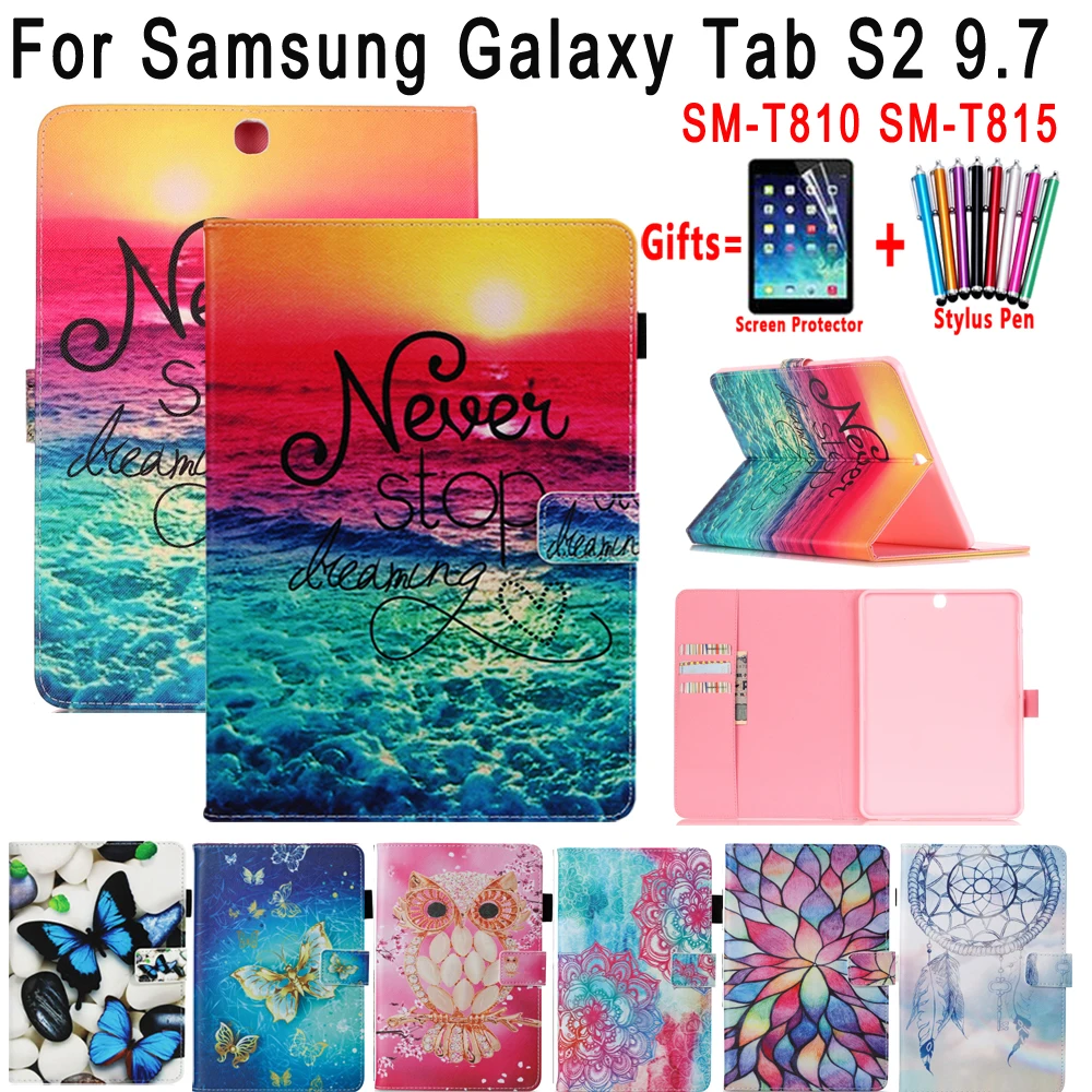 Умный чехол для Samsung Galaxy Tab S2 9 7 дюйма модный Мягкий противоударный флип с