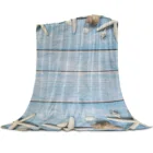 Пляжное Флисовое одеяло с синей деревянной текстурой и морскими звездами, мягкие теплые дорожные одеяла, зимние одеяла для взрослых и детей