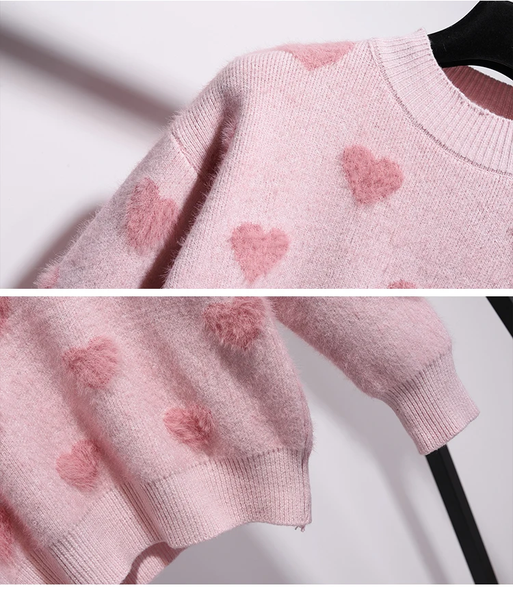 KINOMI осенне-зимние женские розовые комплекты одежды вязаный свитер с надписью Love