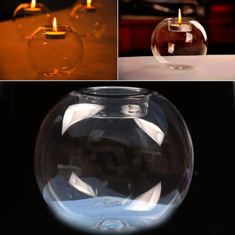 

Round Glass Candle Light Holder Lamp Stand Wedding Candlestick Dining Room Home