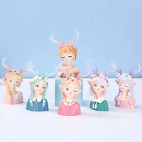 macaron flower deer angel girl figurine home decor accessories cute resin art craft statue desktop model friend birthday gifts