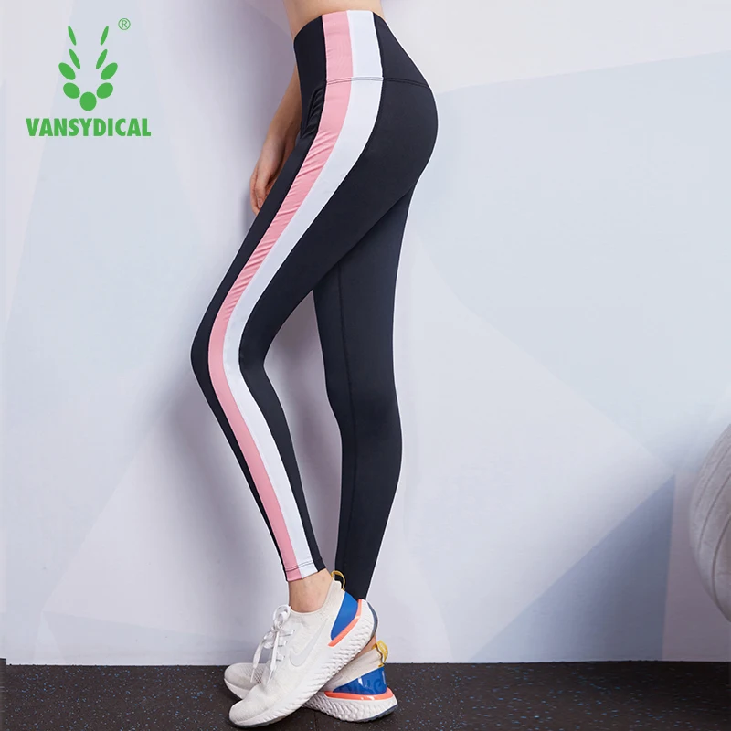 VANSYDICAL сжатые штаны для йоги женские полосатые спортивные колготки бега