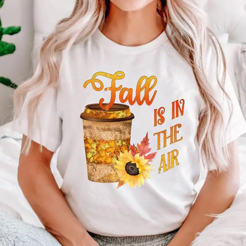 

Thanksgiving Watercolor Style Trend Women Halloween Fall Autumn T Top Print Cartoon Shirt Female Graphic Fashion Tee T-Shirts