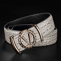 luxury fashion gray cowhide belt high quality v letter leather designer belt casual belt men ceinture men