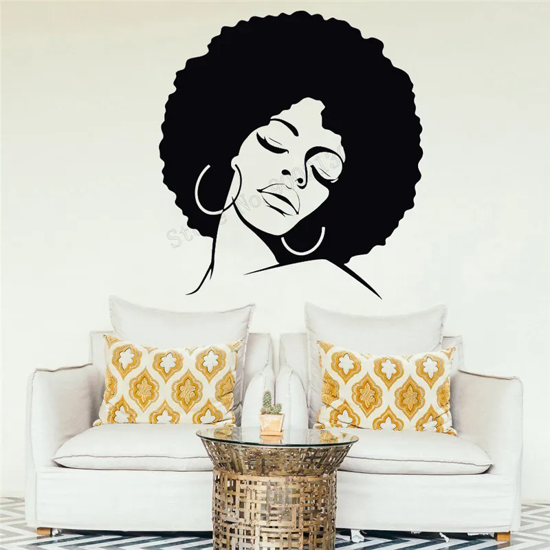 

Wall Art Стикеры Хиппи девушка украшение помещения настольный свет Винил Съемный Плакат Гостиная росписи Красота салон наклейка Парикмахерск...