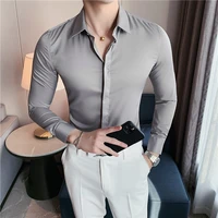 2021 fall hot high quality business based comfortable slim solid color long sleeved shirt mens size m 4xl
