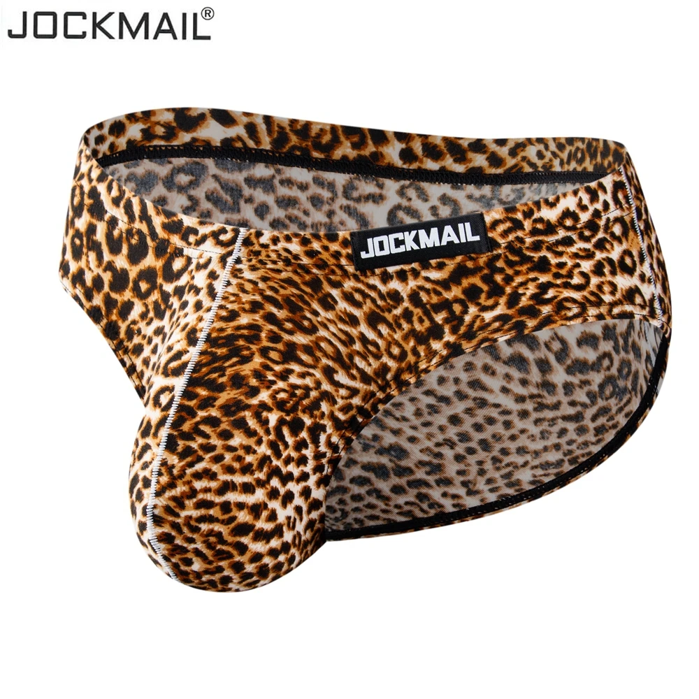 

Jockmail Mens Big Bulge Pouch Sexy Underwear Men Jockstrap Briefs Bikini Gay Underwear Mens Panties Leopard Print, Serpentine