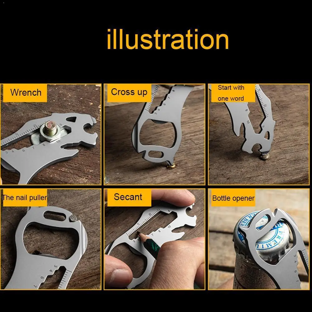 

Outdoor EDC Tools Key Accessories Multi-Purpose Multi-Function Steel Traveling Tool Hunt Buckle Camping Tool Mini F4P1