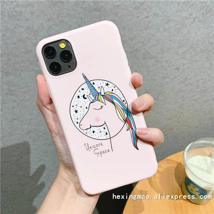 Розовый рельеф прекрасный телефон с единорогом чехол для iphone 11 бетонный завод XR