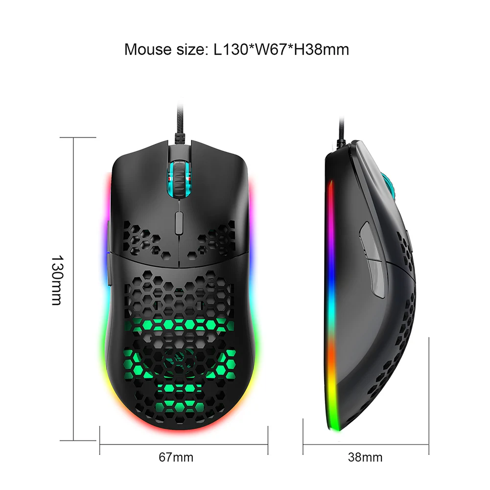 Игровая мышь J900 6400DPI регулируемая RGB программируемая механическая кнопка