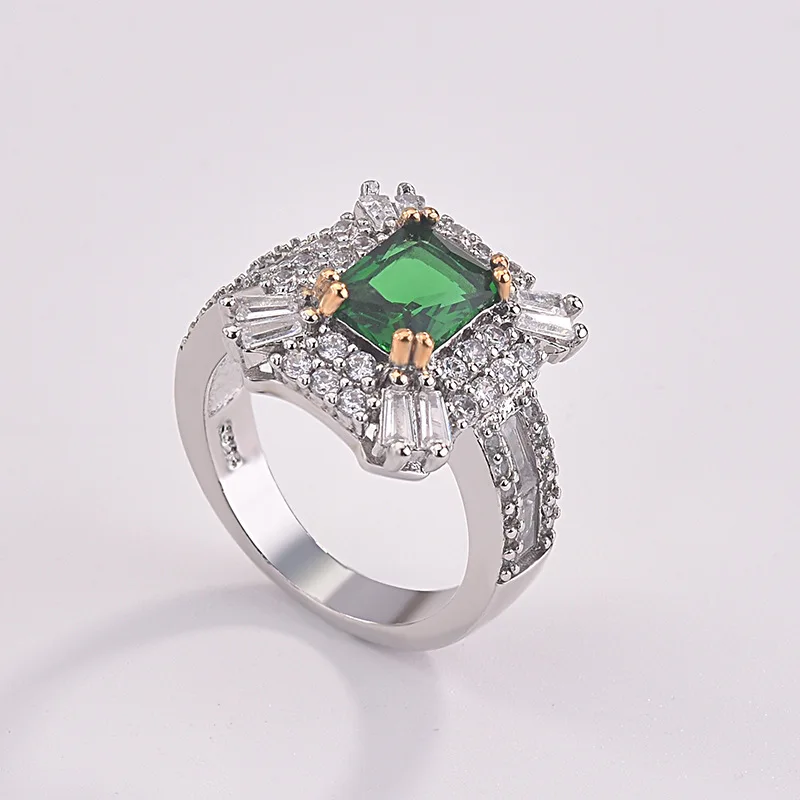 

HuiSept Classic Women Ring 925 Silver Jewelry Geometric Shape Emerald Zircon Gemstone Ornament for Wedding Party Wholesale Rings