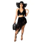 Женский вязаный комплект RT, с кисточками, короткий топ на завязках, асимметричная юбка, вязаный комплект из двух предметов, сексуальная пляжная одежда